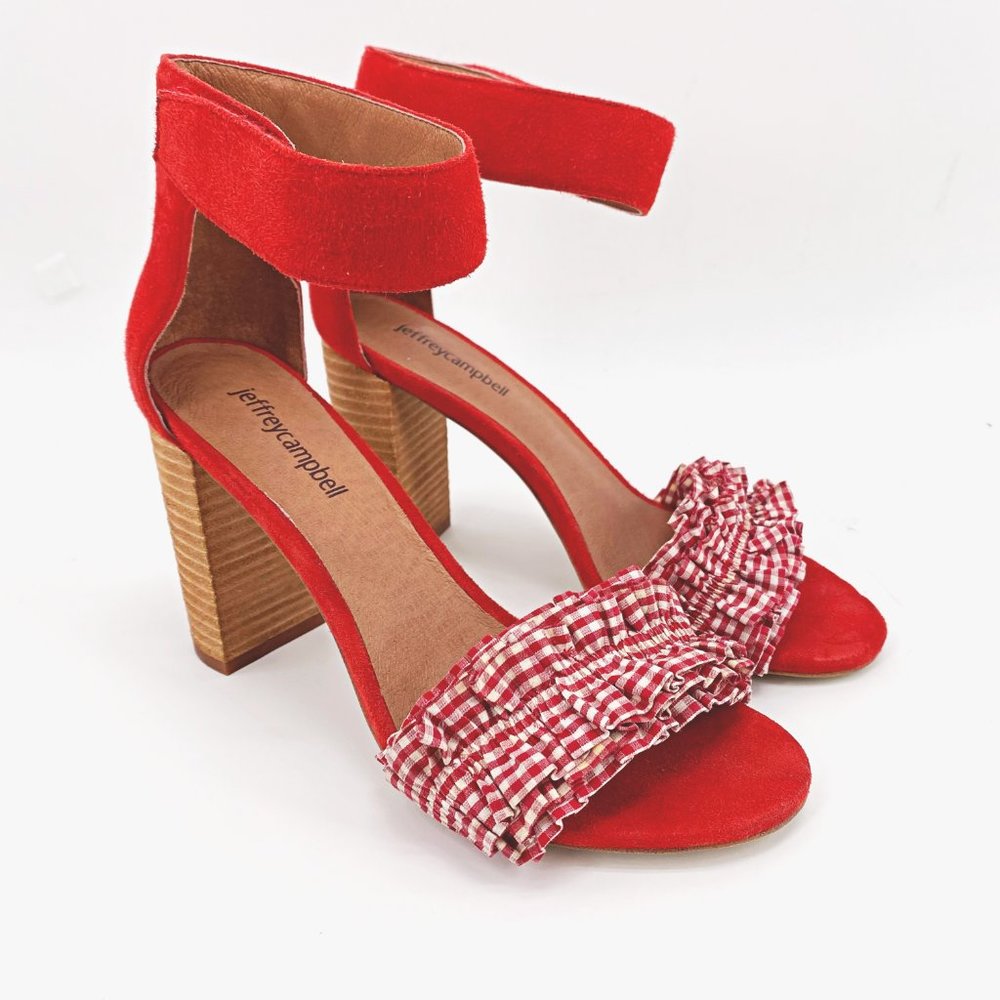 Jeffrey Campbell Red Gingham Lindsay Sandal - Picture 2 of 11